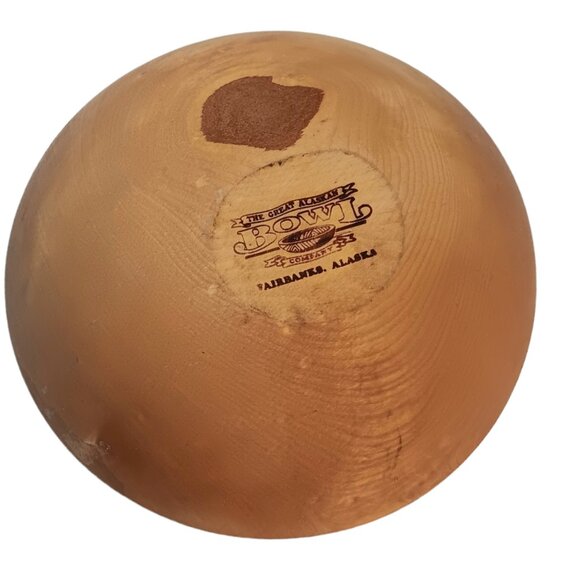 Birch Wood Salad Fruit Bowl The Great Alaskan Bowl Co 10" W/ Jute Hanger - Picture 5 of 12